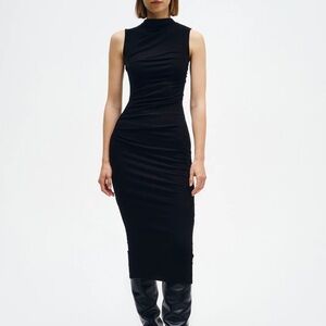Brand new Enza Costa silk rib sleeveless twist dress in black